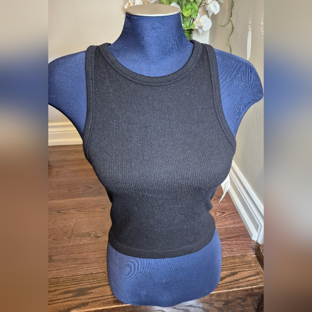 Ambiance Black Ribbed Tank Top
